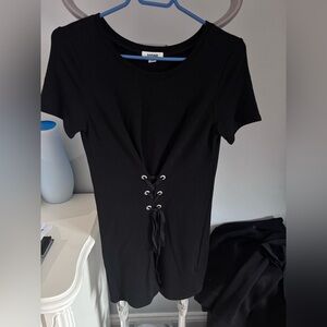 Garage Black Lace-Up mini dress XS